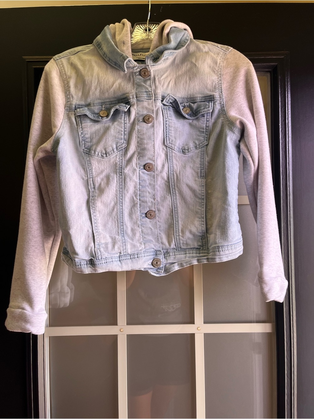 Kids Wallflower Light Wash Denim Jacket with Pink Hooded Sleeves